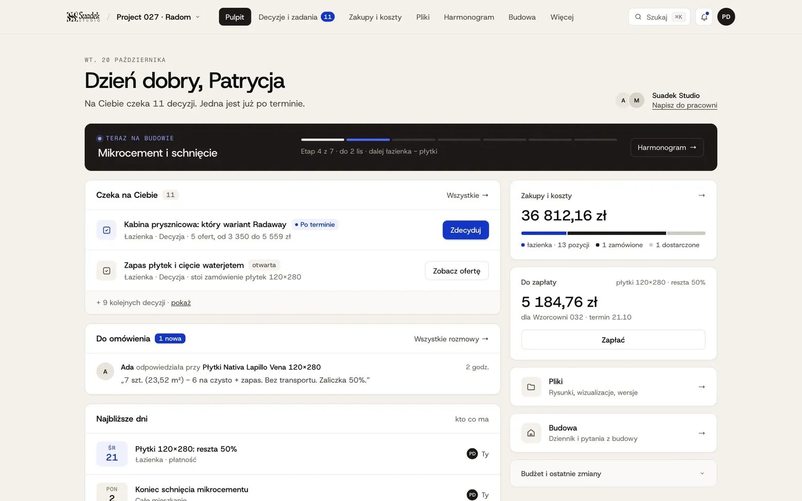 Portal klientki na laptopie