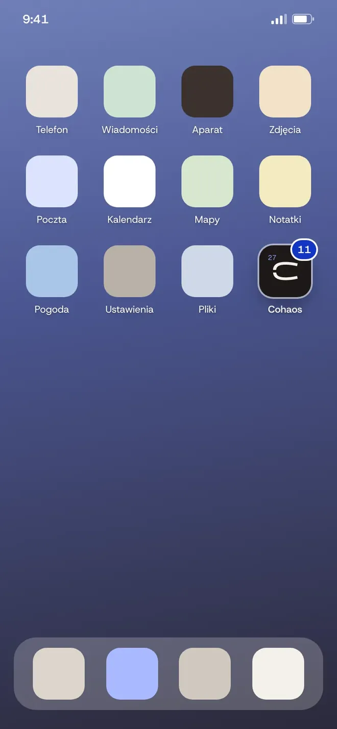 Cohaos jako aplikacja na ekranie telefonu