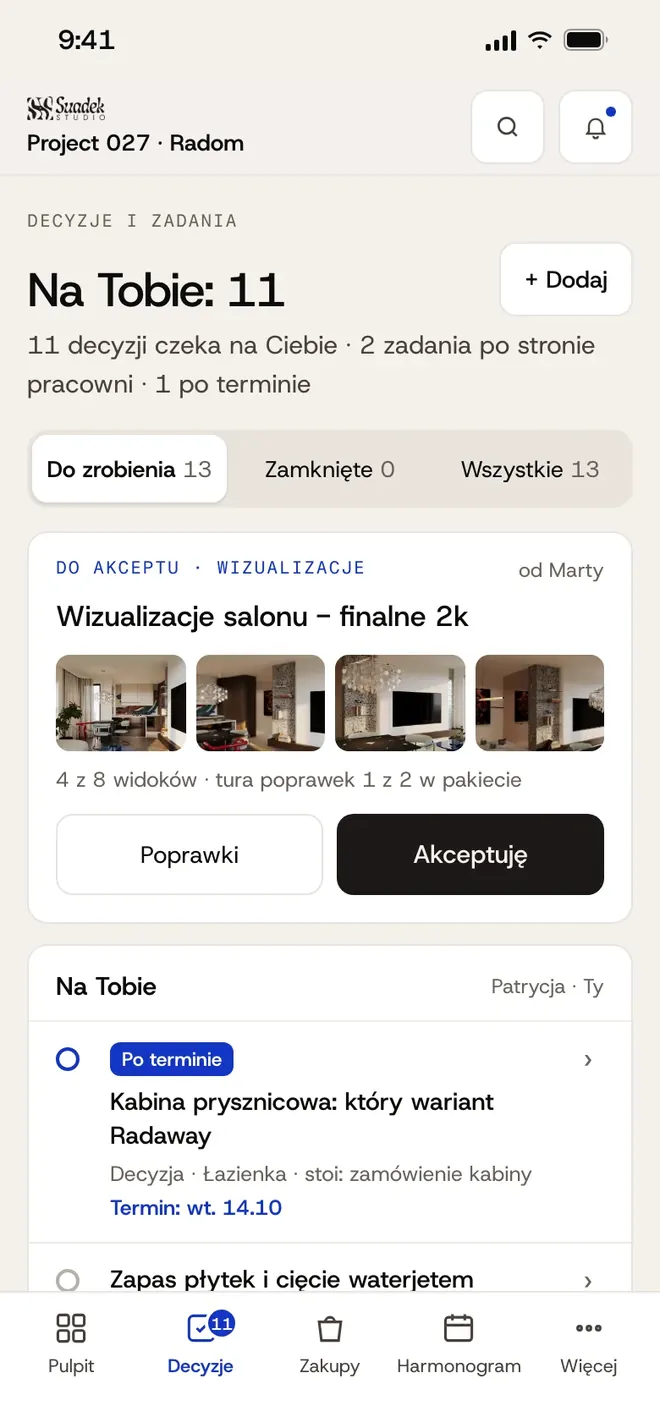 Decyzje klientki